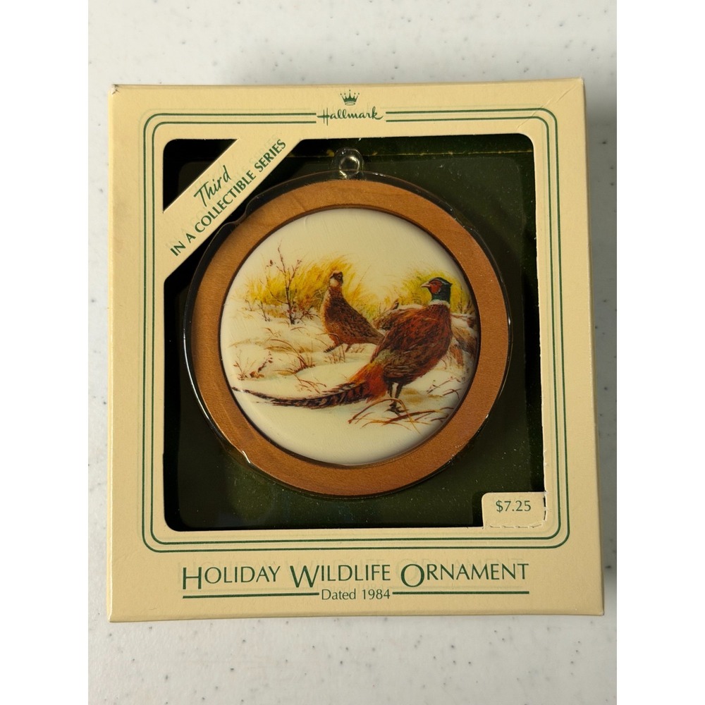Ring Neck Pheasants 1984 Hallmark Holiday Wildlife Ornament Vintage
